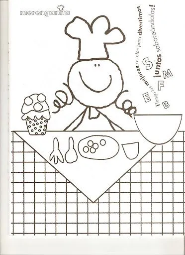 Pinto Dibujos: Fulanitos cocinando para colorear