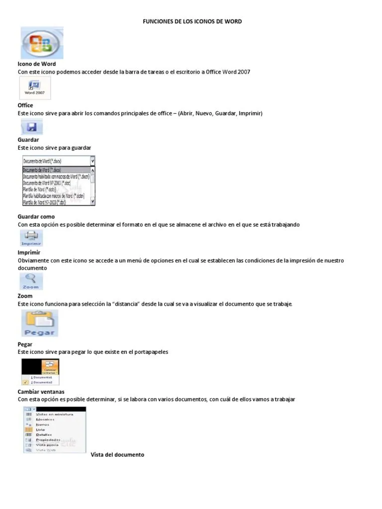 Funciones de Los Iconos de Word | PDF | Software | Informática Funciones de Los Iconos de Word | PDF | Software | Informática