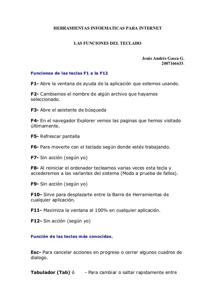 Funciones del teclado