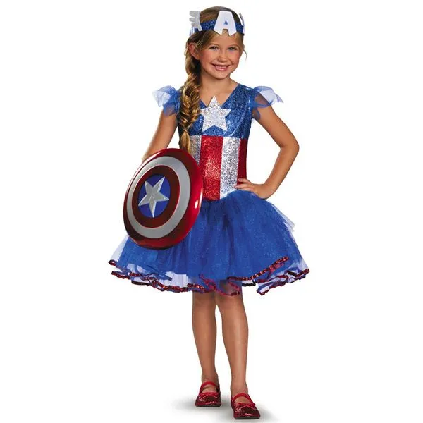 Disfraz de Capitán América tutu Prestige para niña Capitán América ...