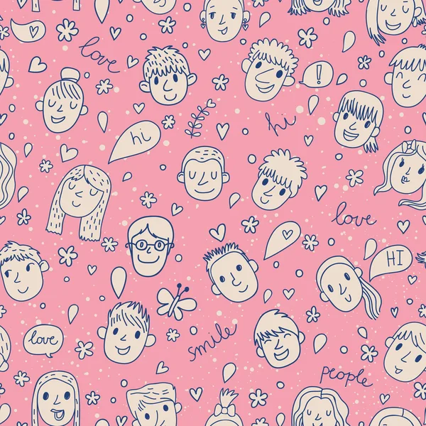 Funny cartoon faces of boys and girls in pink colors. — Stock ... Funny cartoon faces of boys and girls in pink colors. — Stock ...