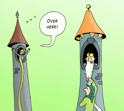 funny gag cartoon - Rapunzel