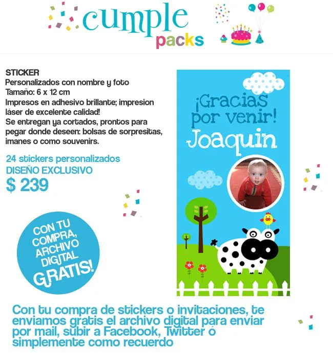 Cumple Packs: LA GRANJA / Tarjetita y sticker para cumpleaños ... Cumple Packs: LA GRANJA / Tarjetita y sticker para cumpleaños ...