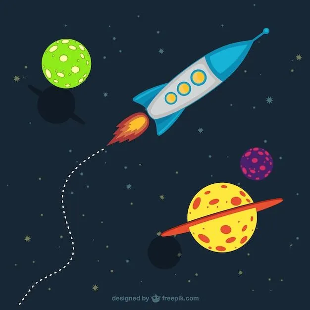 Galaxia de dibujos animados con una nave espacial | Descargar ...