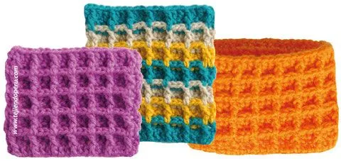 Galería de puntos fantasía 16 (waffle crochet) - Tejiendo Perú Galería de puntos fantasía 16 (waffle crochet) - Tejiendo Perú