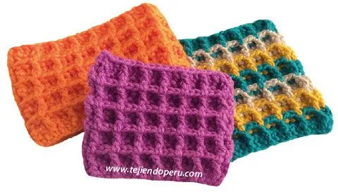Galería de puntos fantasía 16 (waffle crochet) - Tejiendo Perú Galería de puntos fantasía 16 (waffle crochet) - Tejiendo Perú