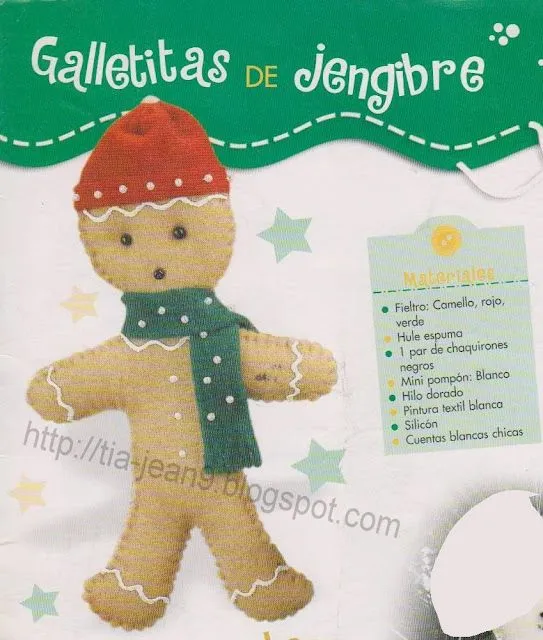 GALLETA DE JENGiBRE fIELTRO (FIELTROMANIACS) - manualidades GALLETA DE JENGiBRE fIELTRO (FIELTROMANIACS) - manualidades