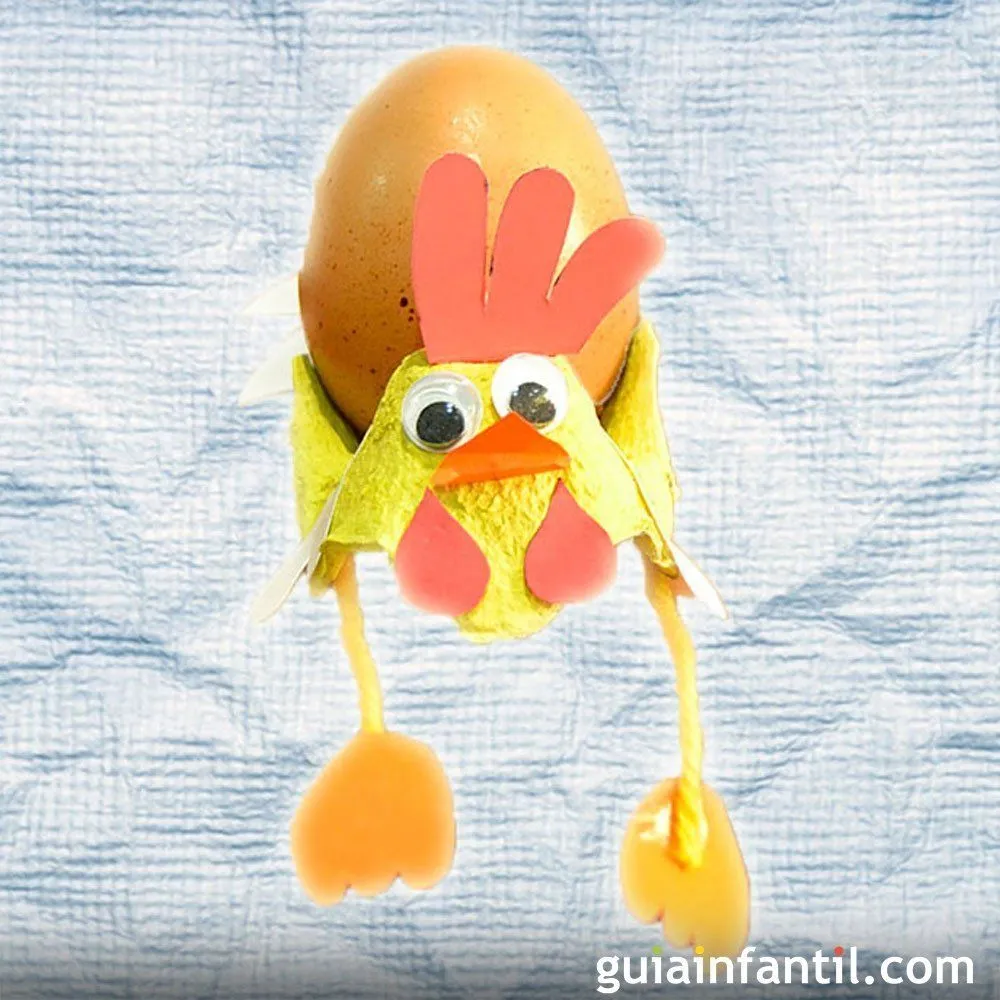 Gallina hecha con hueveras. Manualidad de reciclaje para niños Gallina hecha con hueveras. Manualidad de reciclaje para niños