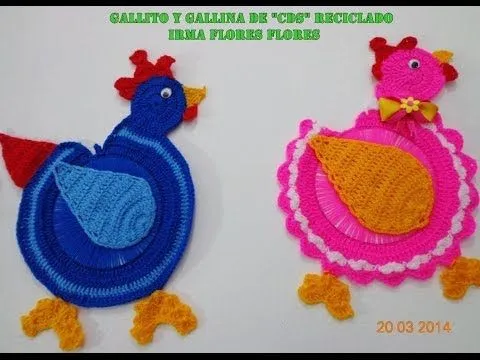 GALLINA TEJIDA A CROCHET DE "CDS" RECICLADOS PASO A PASO ...