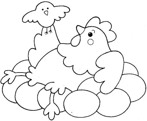 GALLINAS Y POLLITOS PARA COLOREAR