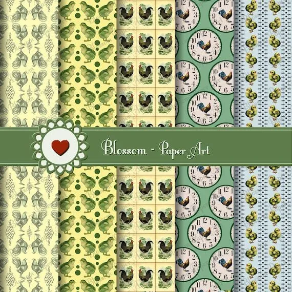 Gallos pollitos gallinas Papeles Digitales para por blossompaperart Gallos pollitos gallinas Papeles Digitales para por blossompaperart