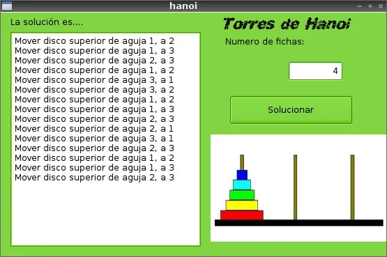 Solo Gambas: Ejemplo de uso de función recursiva: La Torres de Hanoi Solo Gambas: Ejemplo de uso de función recursiva: La Torres de Hanoi