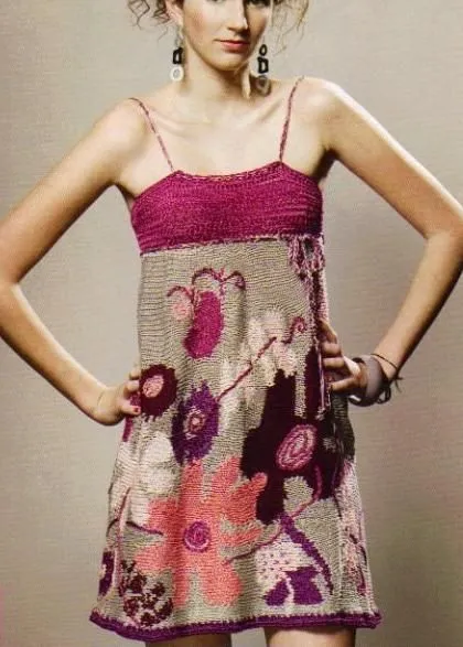 Ganchillo y dos Agujas: Vestido Jackard