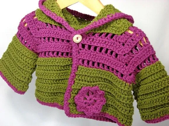 Ganchillo bebé niña con capucha Jersey chaqueta de por TheLilliePad Ganchillo bebé niña con capucha Jersey chaqueta de por TheLilliePad