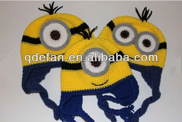 Del ganchillo gorro Minion amarillo / azul para el niño o niña ...