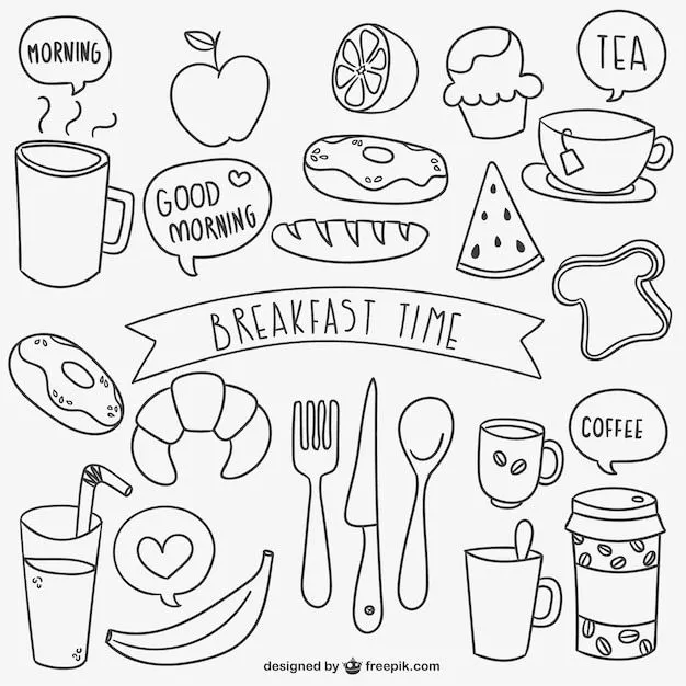 Garabatos de la hora del desayuno | Descargar Vectores gratis Garabatos de la hora del desayuno | Descargar Vectores gratis