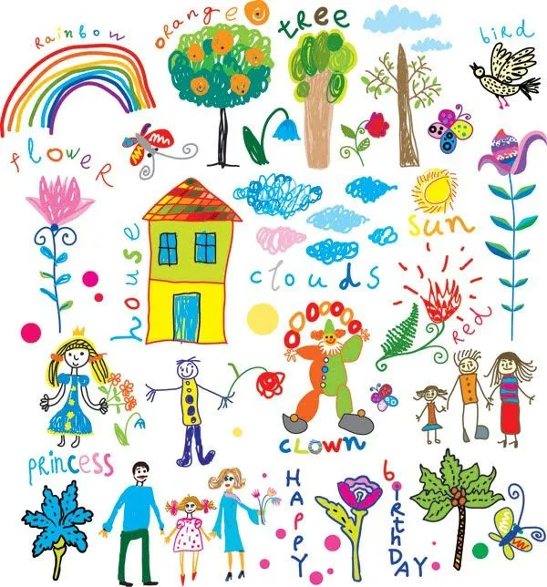 Garabatos infantiles (Vector Children Drawings Doodles) | Recursos 2D ... Garabatos infantiles (Vector Children Drawings Doodles) | Recursos 2D ...