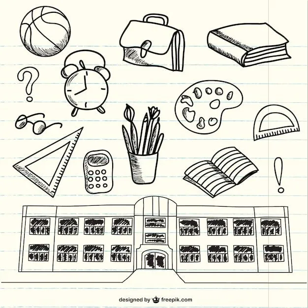 Garabatos de útiles escolares en bloc de notas | Descargar ... Garabatos de útiles escolares en bloc de notas | Descargar ...