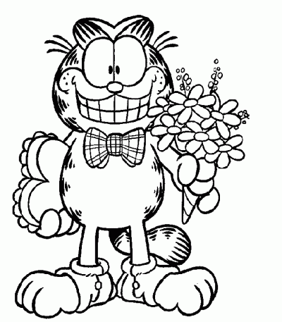 de Garfield enamorado. Dibujo para colorear de Garfield enamorado ...