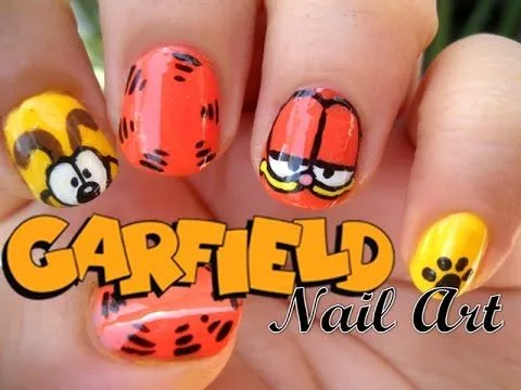 Garfield Nail Art - Uñas de Garfield - YouTube Garfield Nail Art - Uñas de Garfield - YouTube
