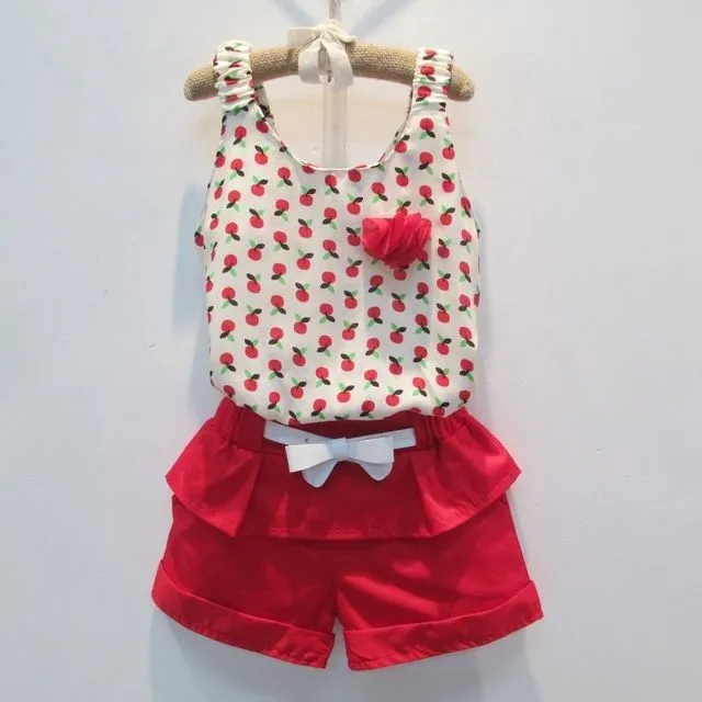 Gasa niños clothing establece tops cherry con red shorts ropa ... Gasa niños clothing establece tops cherry con red shorts ropa ...