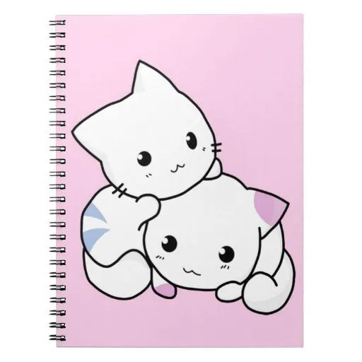 Gatitos animados blancos lindos cuaderno | Zazzle Gatitos animados blancos lindos cuaderno | Zazzle