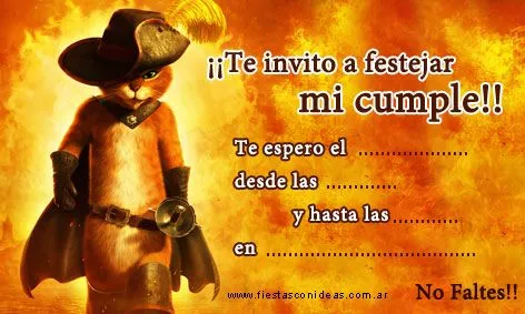 Gato con Botas - Tarjetas de cumpleaños para imprimir - Fiestas ... Gato con Botas - Tarjetas de cumpleaños para imprimir - Fiestas ...