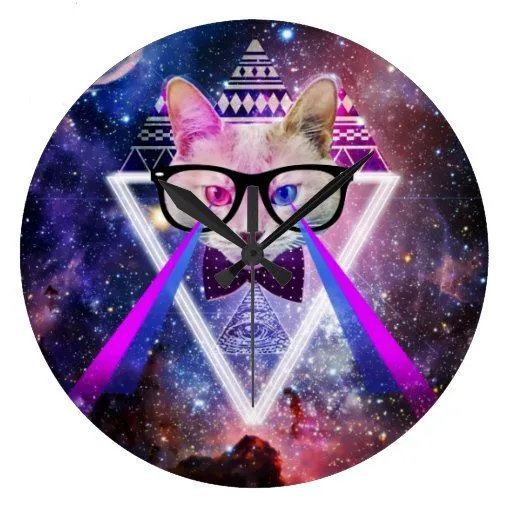 Gato de la galaxia del inconformista reloj redondo grande | Zazzle