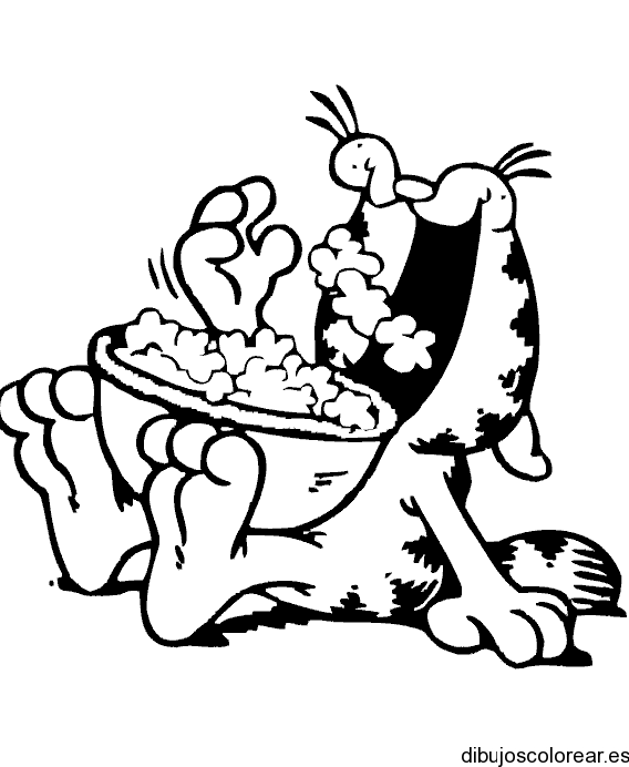 Dibujo de Garfield comiendo | Dibujos para Colorear Dibujo de Garfield comiendo | Dibujos para Colorear