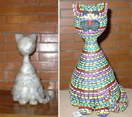 Como hacer un gato en material reciclable - Imagui