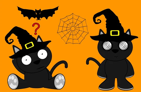 Gato negro halloween dibujos animados set8 — Vector stock ... Gato negro halloween dibujos animados set8 — Vector stock ...