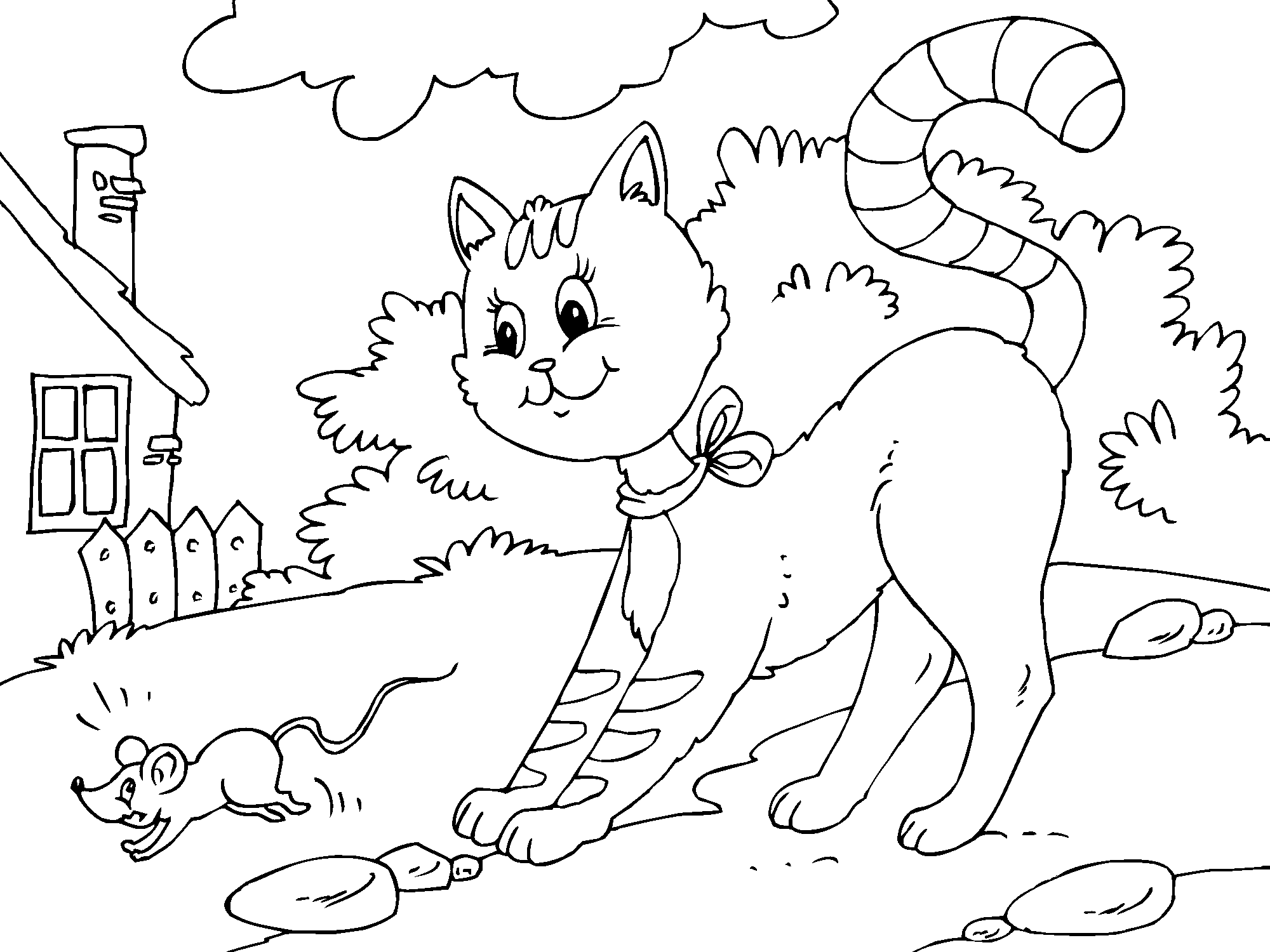 Gato y raton en la granja para imprimir | ParaCOLOREAR. Gato y raton en la granja para imprimir | ParaCOLOREAR.
