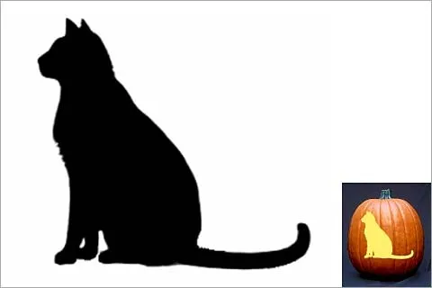 Plantillas de gatos para tallar calabazas en Halloween