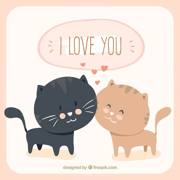 Dibujo de gatos enamorados | Descargar Vectores gratis