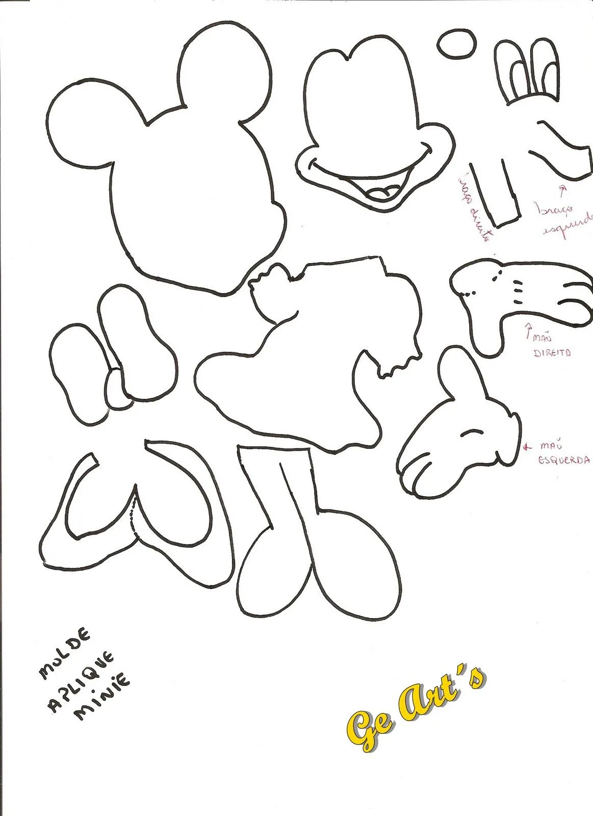 Ge art´s: Presentinhos para vocês! Moldes apliques Mickey e Minie! Ge art´s: Presentinhos para vocês! Moldes apliques Mickey e Minie!