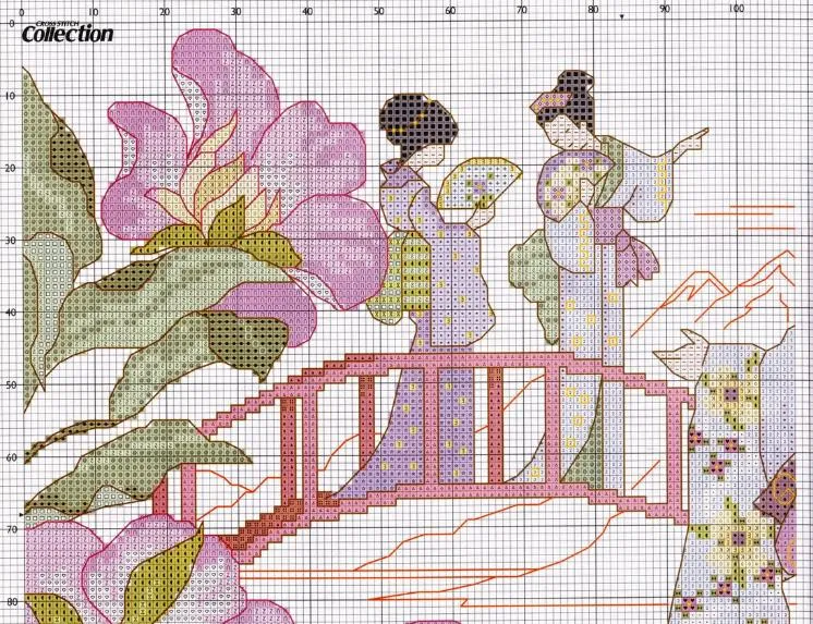 Geishas en el puente a punto de cruz | laboresdeesther Punto de ... Geishas en el puente a punto de cruz | laboresdeesther Punto de ...