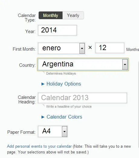 Genera e imprime tu calendario para el 2014 y más allá, en tu ...