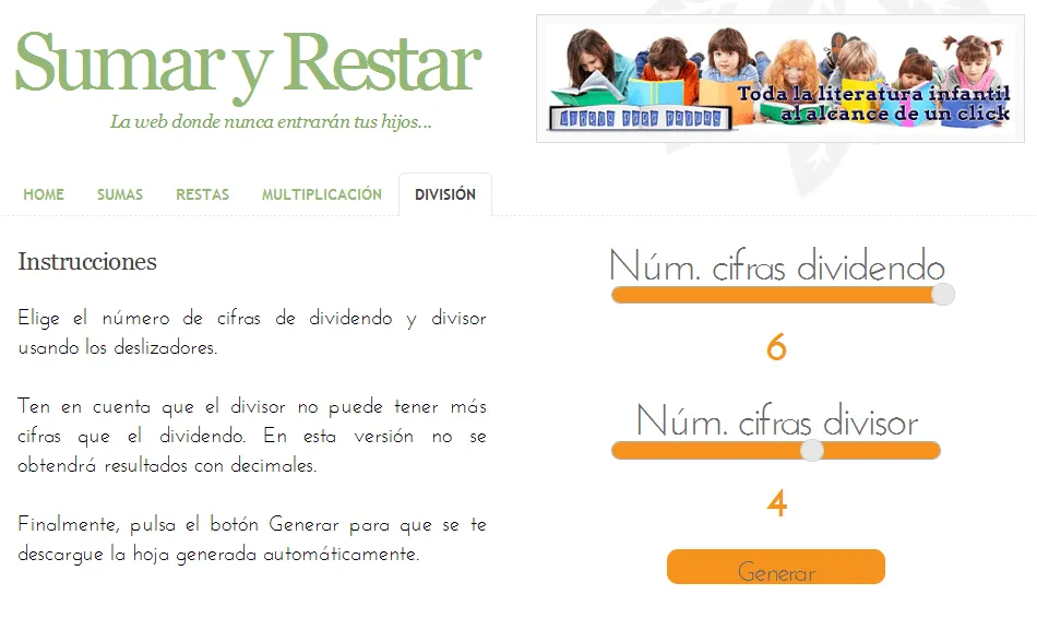 Generador de sumas, restas, multiplicaciones y divisiones | rTIC ... Generador de sumas, restas, multiplicaciones y divisiones | rTIC ...