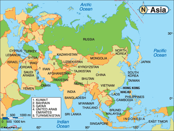 Geografía 3ºESO Humilladero: MAPA POLÍTICO DE ASIA