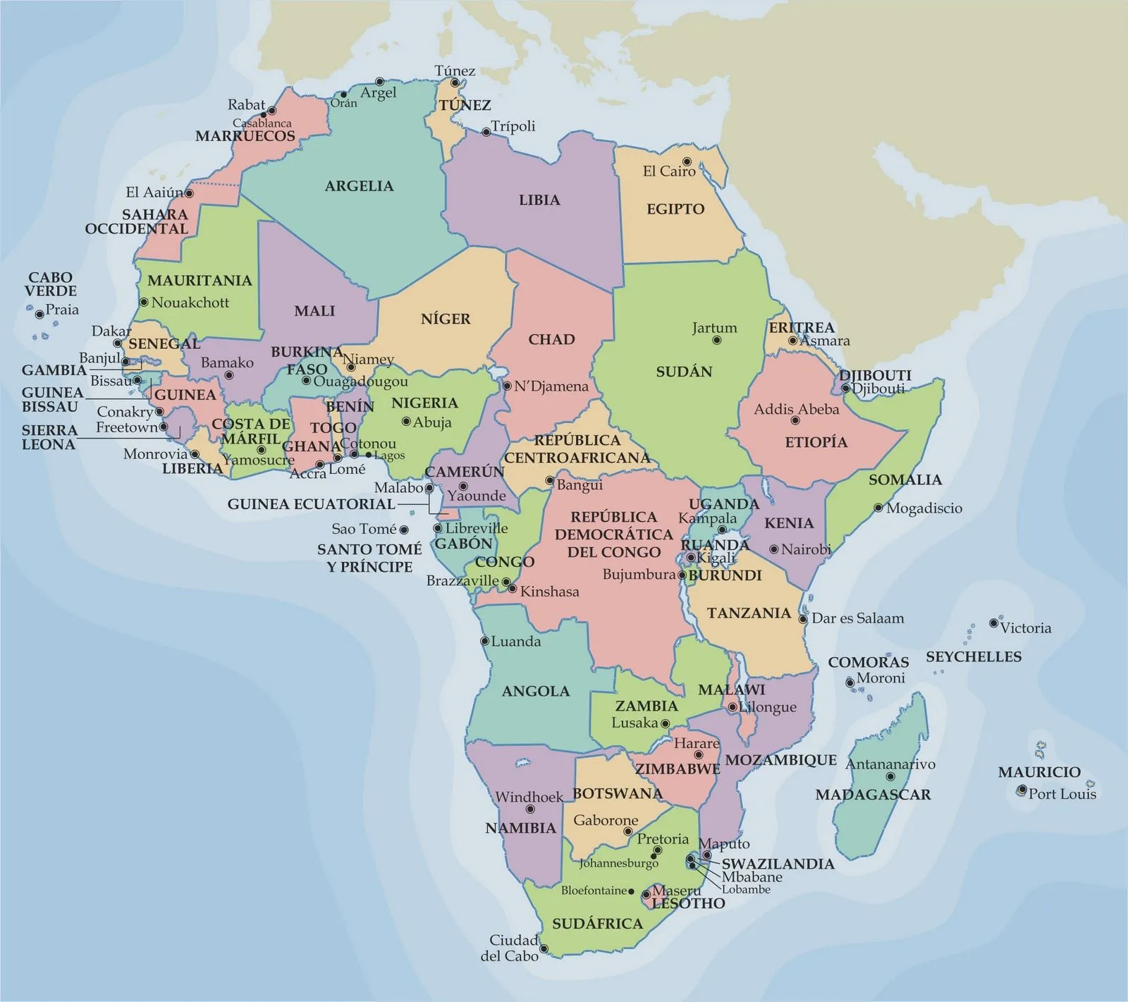 Geografía 3ºESO: Physical and political map of Africa Geografía 3ºESO: Physical and political map of Africa