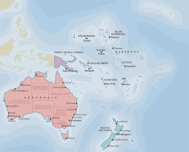 Geografia e historia: Oceanía Política