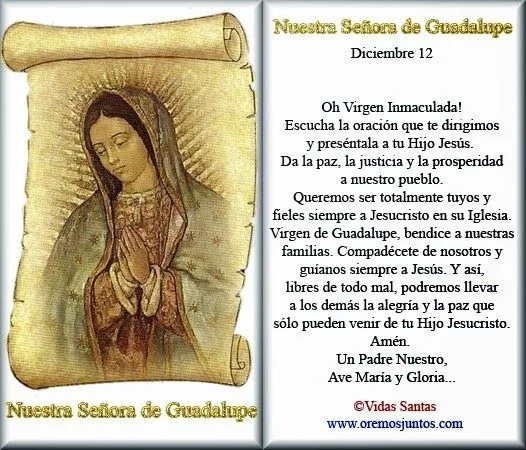 GIFS : ORACIONES A LA VIRGEN DE GUADALUPE
