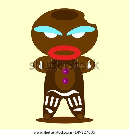 Gingerbread Cookie Monster, Angry, On A Yellow Background. Stock ...