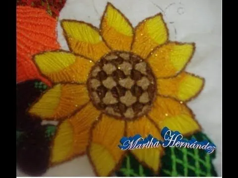 Como Bordar Puntada Fantasía " Centro Girasol " - YouTube Como Bordar Puntada Fantasía " Centro Girasol " - YouTube