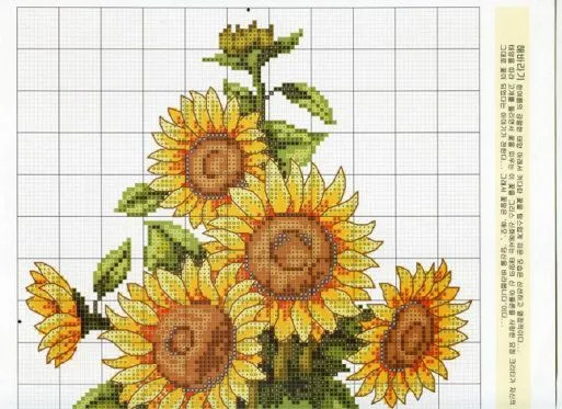 Girasoles en punto de cruz con esquemas | Gratis Punto de cruz Girasoles en punto de cruz con esquemas | Gratis Punto de cruz