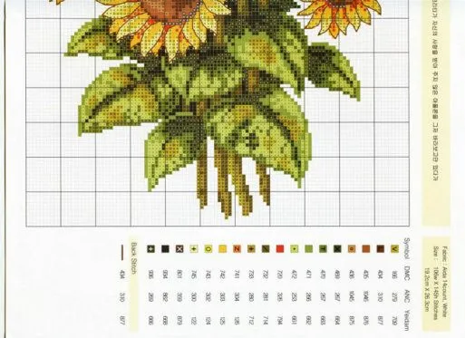 Girasoles en punto de cruz con esquemas | Gratis Punto de cruz Girasoles en punto de cruz con esquemas | Gratis Punto de cruz
