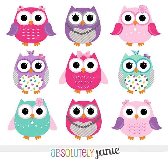 Girly Pink Purple Owls Digital Clipart - INSTANT DOWNLOAD - Clip Art …
