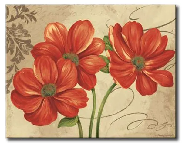 GlA_563_Colori I / Cuadro Flores Rojas sobre fondo Vintage ... GlA_563_Colori I / Cuadro Flores Rojas sobre fondo Vintage ...