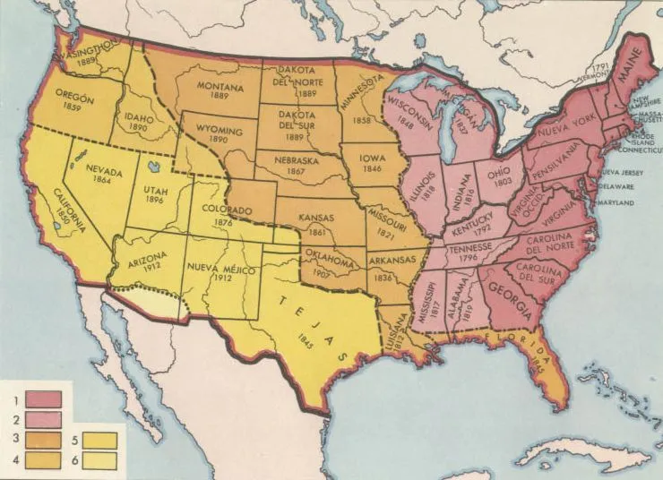 PAIS GLOBAL - MAPAS - FORMACIÓN TERRITORIAL DE LOS ESTADOS UNIDOS
