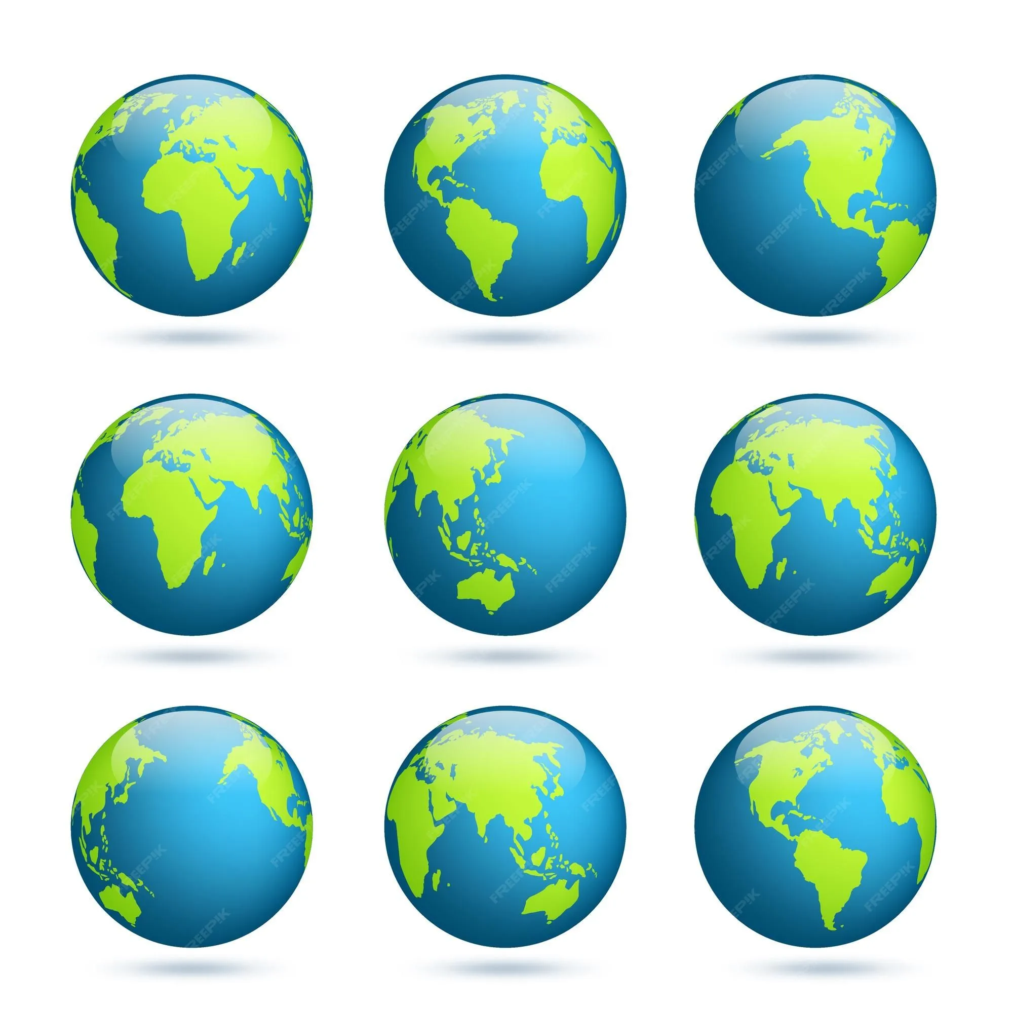 Globo terráqueo conjunto de mapas mundiales planeta con continentes áfrica asia australia europa américa del norte y américa del sur | Vector Premium Globo terráqueo conjunto de mapas mundiales planeta con continentes áfrica asia australia europa américa del norte y américa del sur | Vector Premium